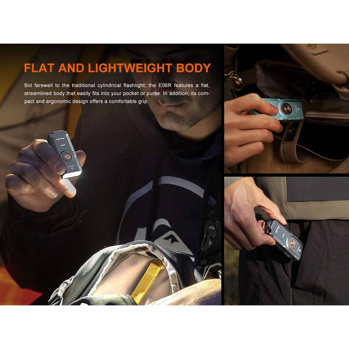 Fenix - E06R Rechargeable EDC Flashlight - Gray