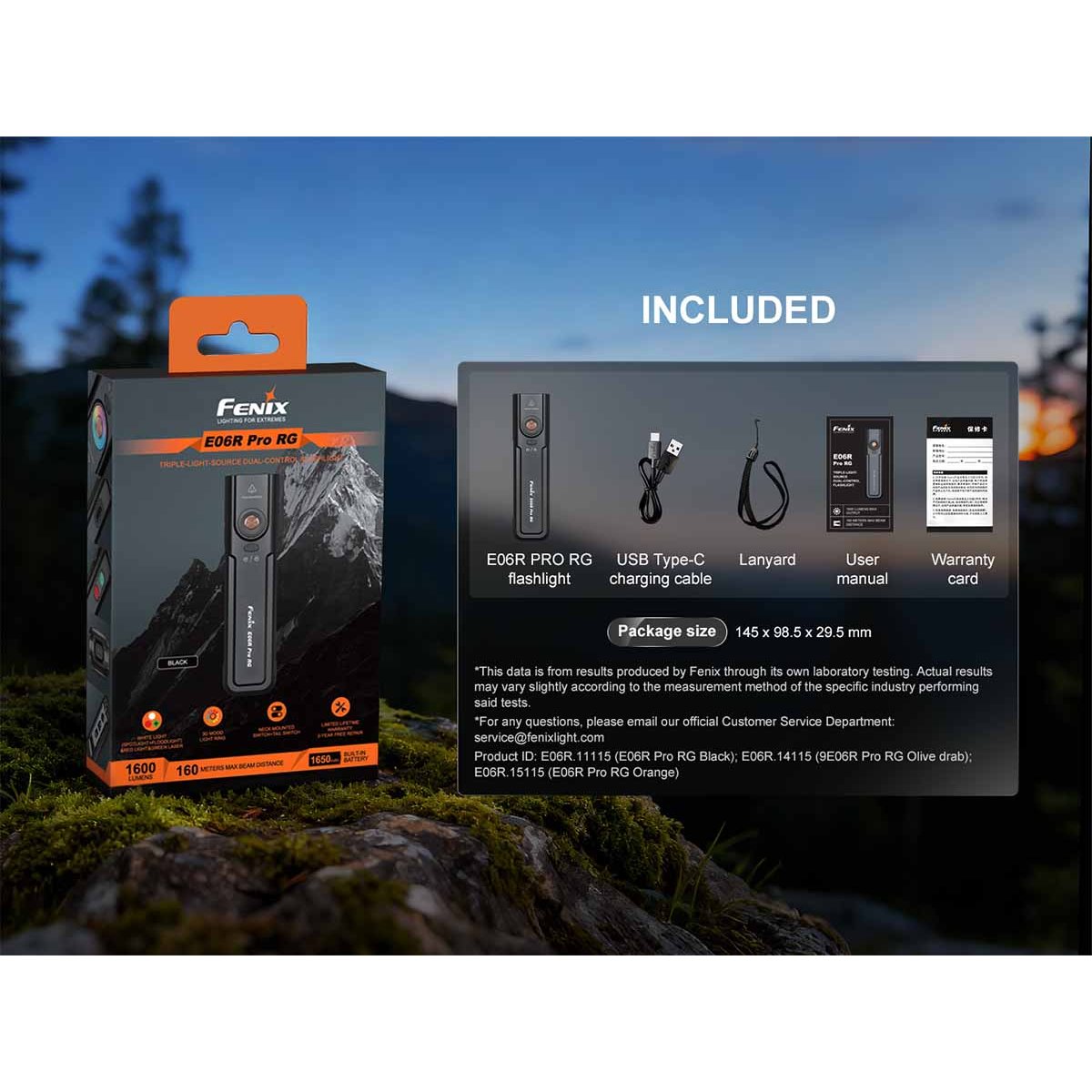 Fenix - E06R PRO RG Flat Flashlight - Black