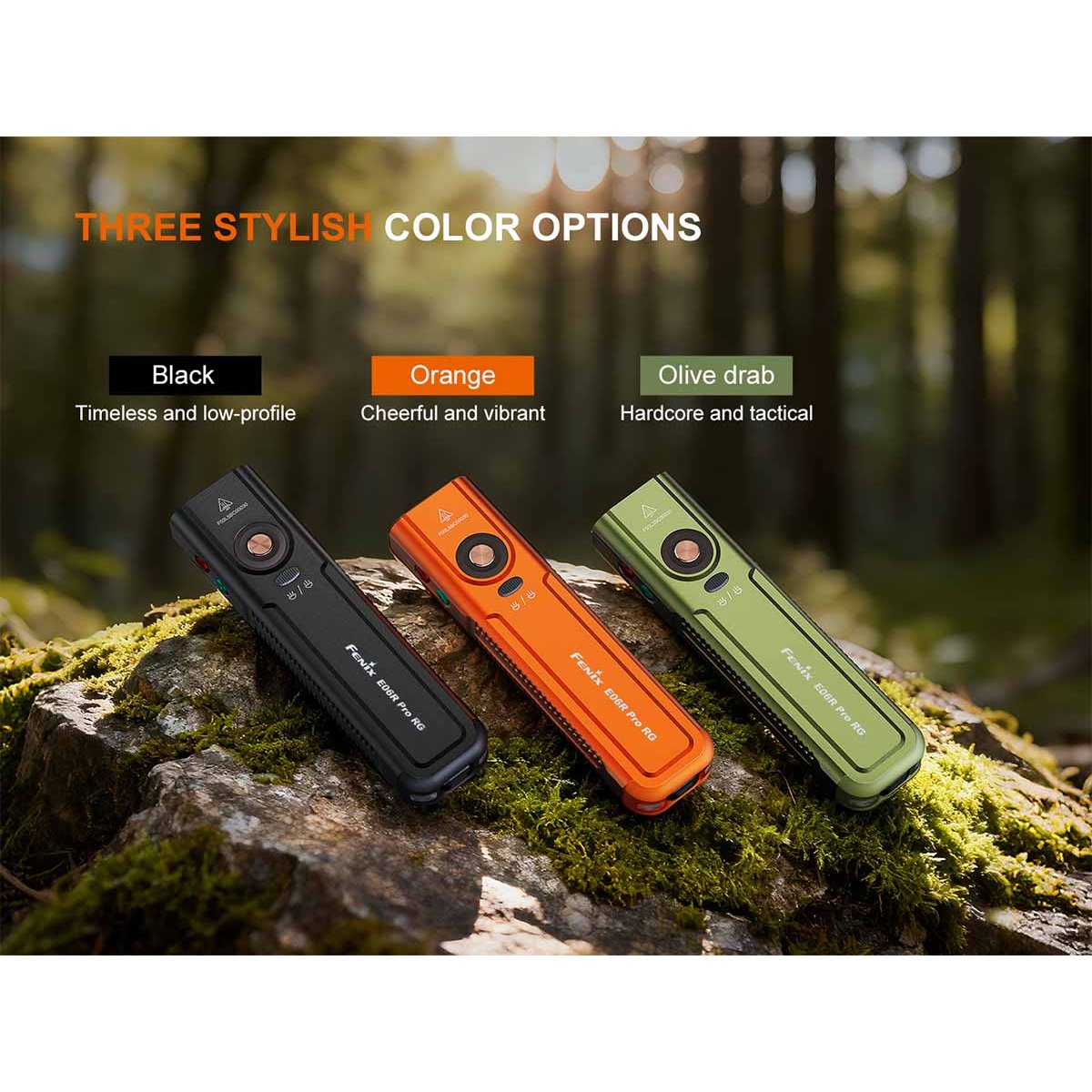 Fenix - E06R PRO RG Flat Flashlight - Black