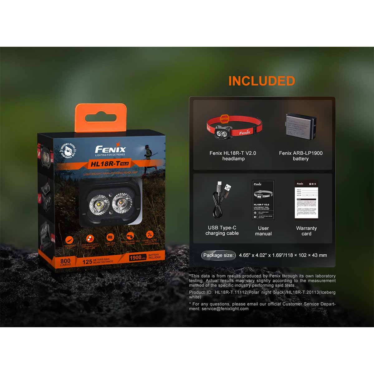 Fenix - HL18R-T V2.0 Rechargeable Headlamp - Black