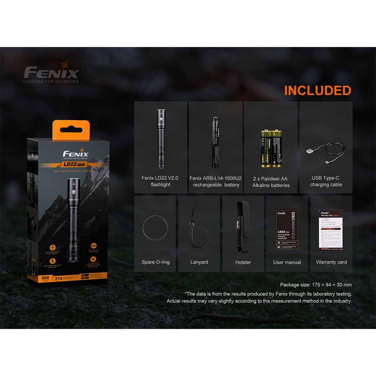 Fenix - LD22 V2.0 Flashlight with Rechargeable Battery
