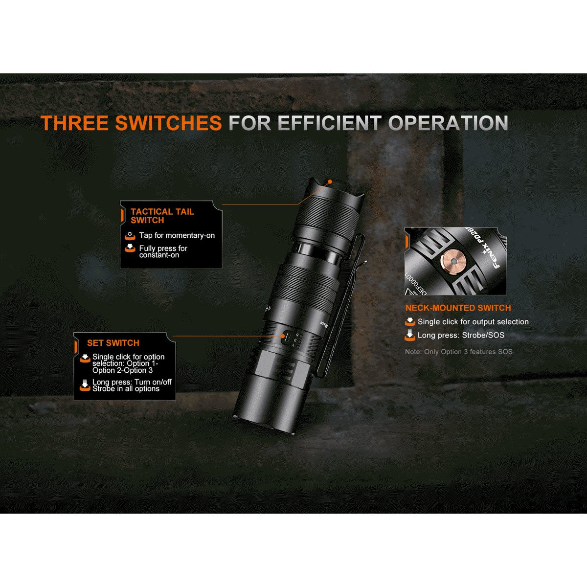 Fenix - PD26R ACE Rechargeable Flashlight - Black