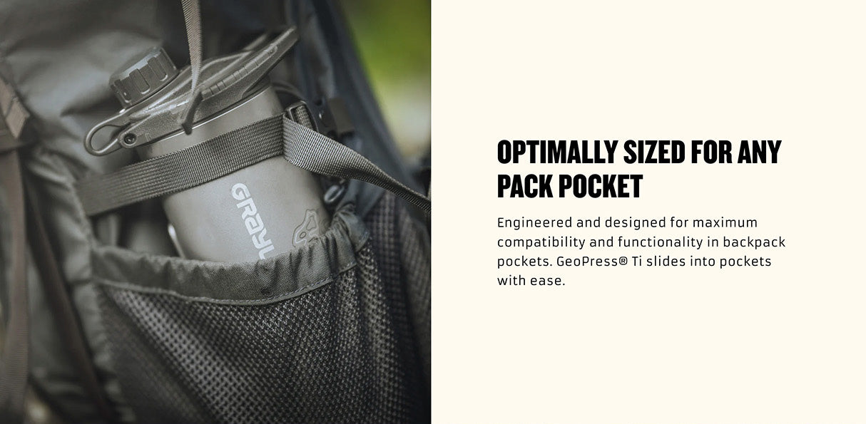 Geopress titanium water filter bottle for outdoor survival and emergency preparedness