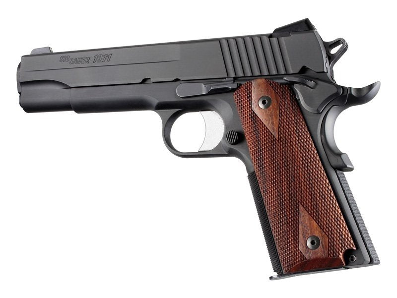 Hogue - 1911 Govt. Model Checkered Hardwood Grip Panels - Cocobolo