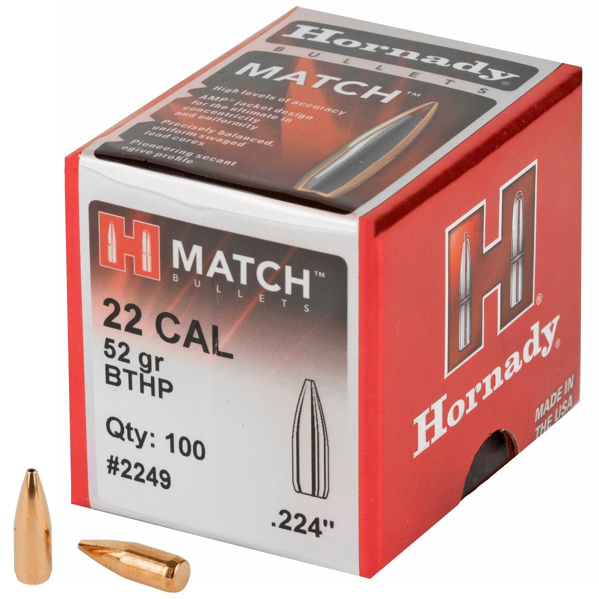 Hornady - 22 Cal .224 52 gr BTHP Match Bullets