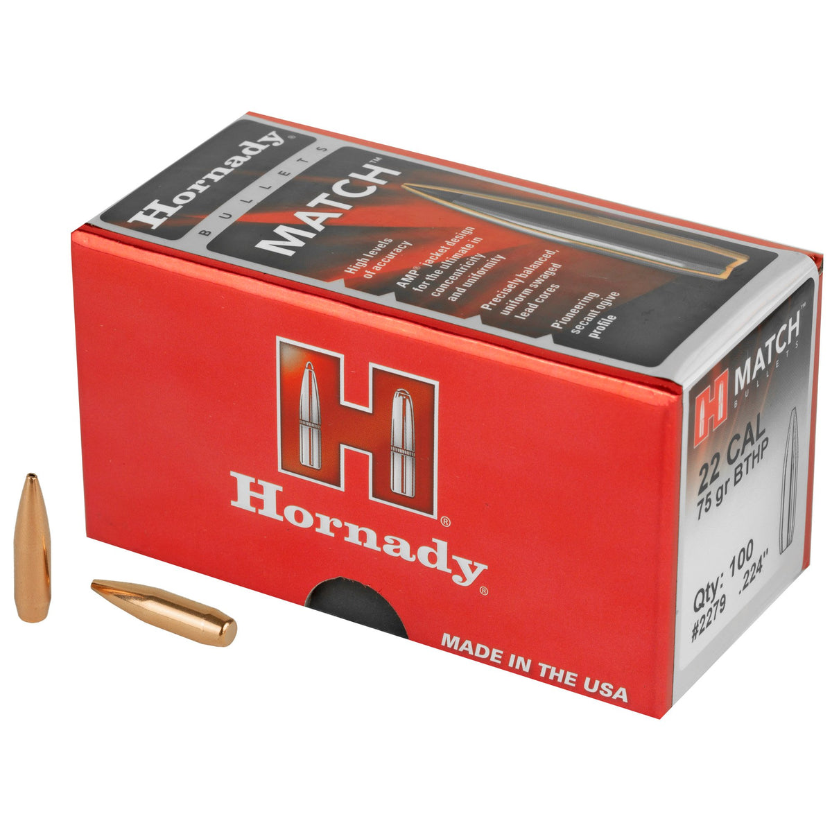 Hornady - 22 Cal .224 75 gr BTHP Match Bullets