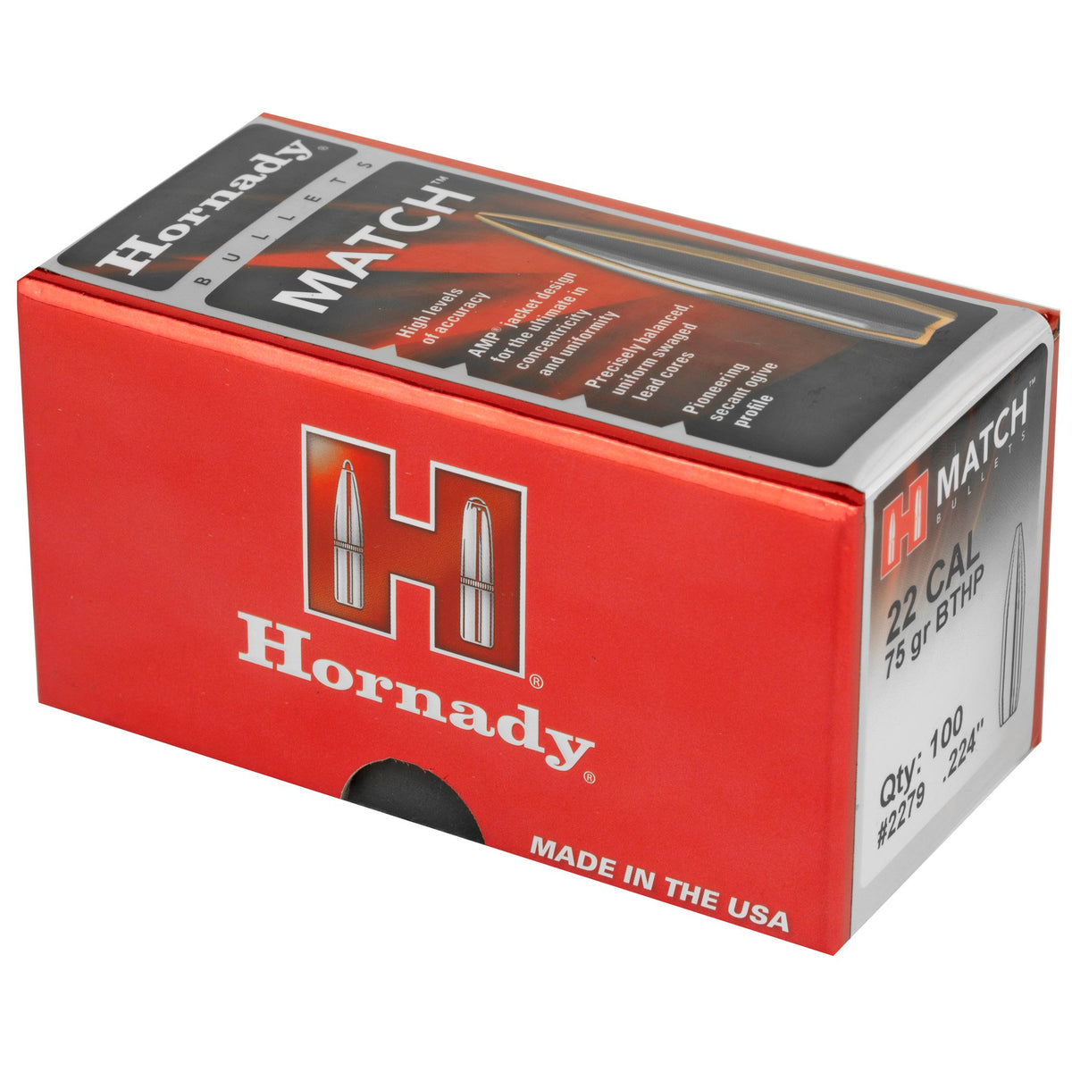 Hornady - 22 Cal .224 75 gr BTHP Match Bullets