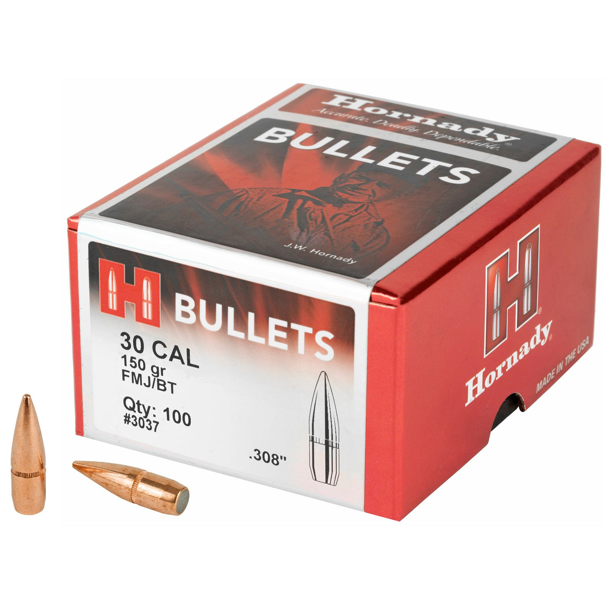 Hornady - 30 Cal .308 150 gr FMJ-BT Bullets