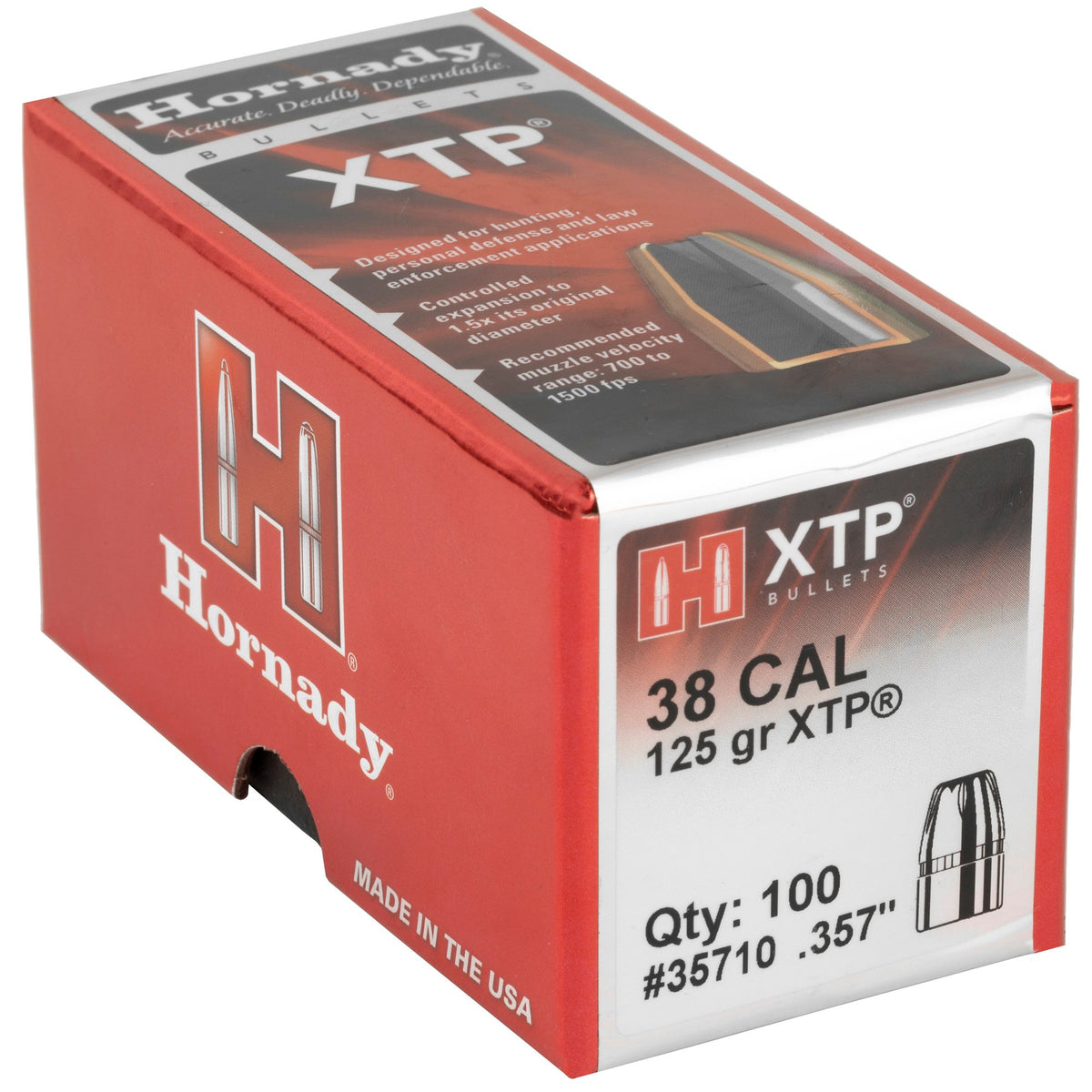Hornady - 38 Cal .357 125 gr XTP Bullet