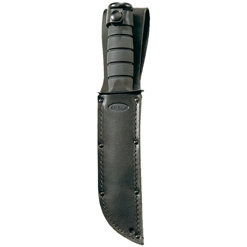 KA-BAR - Short Serrated Knife with Leather Sheath