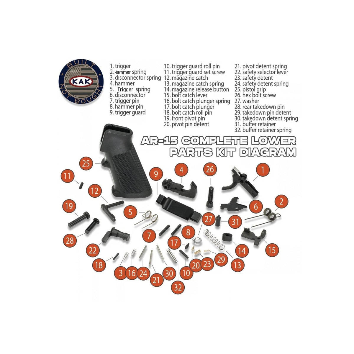 KAK Industry - AR-15 Lower Parts Kit - Black — view 2