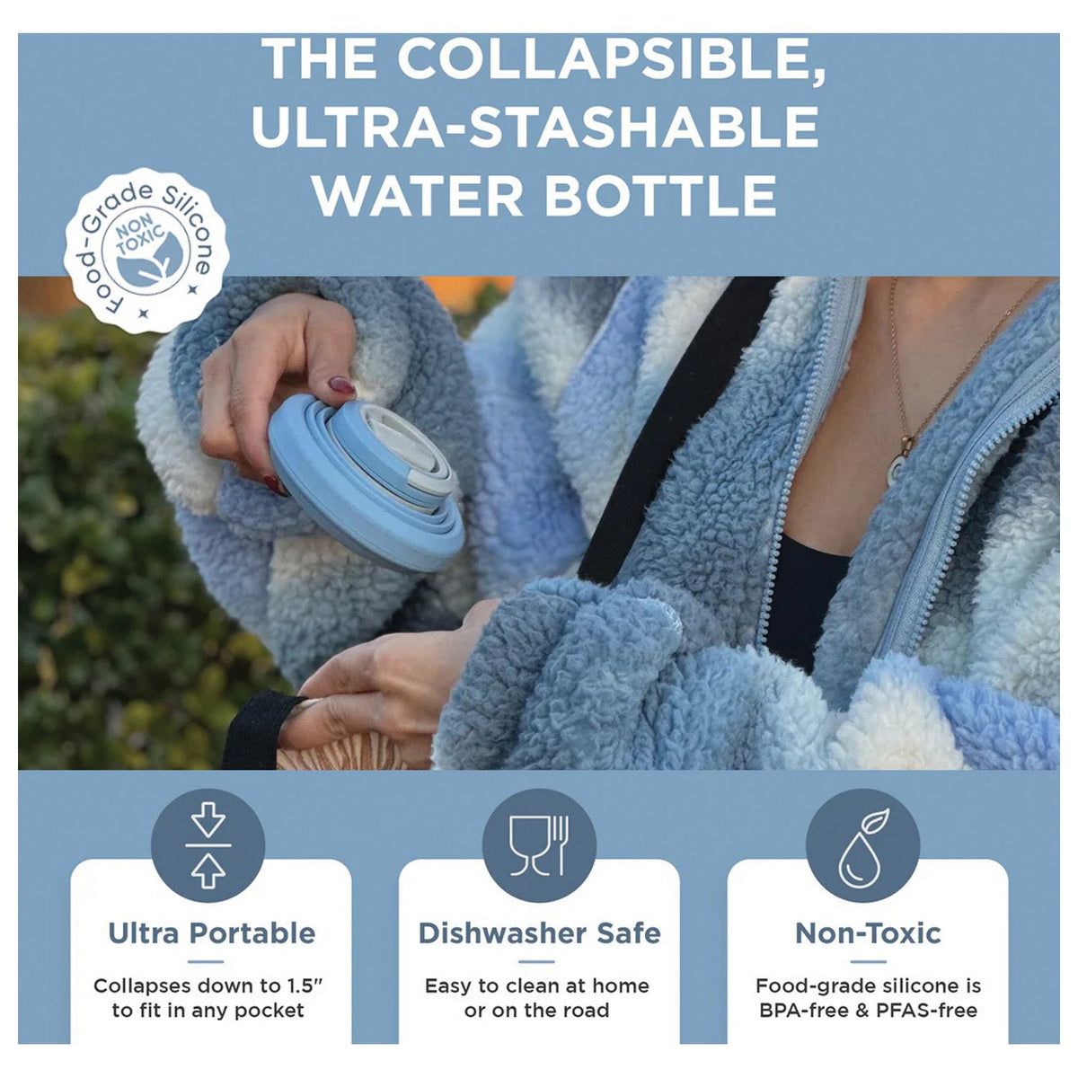 HYDAWAY - Collapsible Water Bottle Blue Ice 17 oz