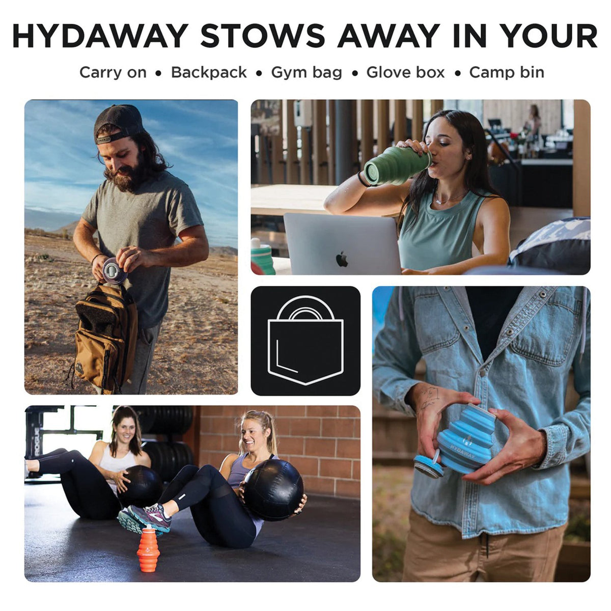 HYDAWAY - Collapsible Water Bottle 17 oz - Midnight