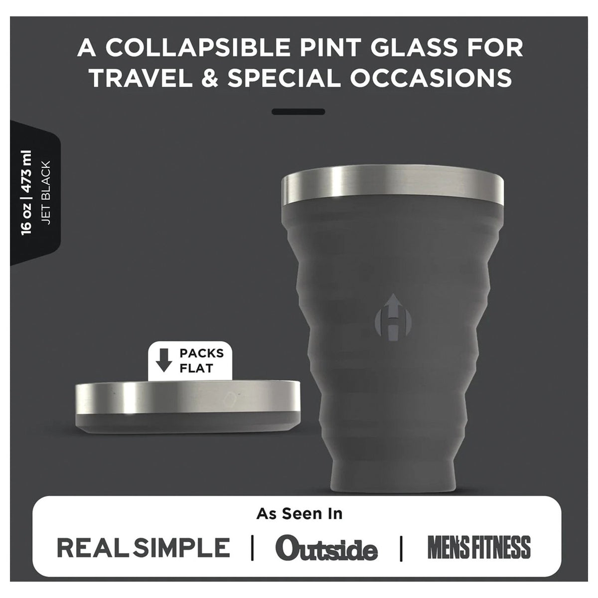 HYDAWAY - Collapsible Pint Cup Jet Black