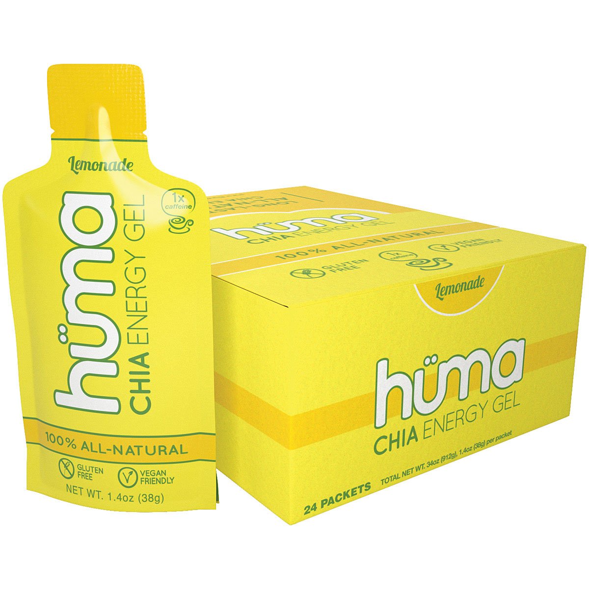 HUMA GEL - Lemonade with Caffeine (Box of 24)