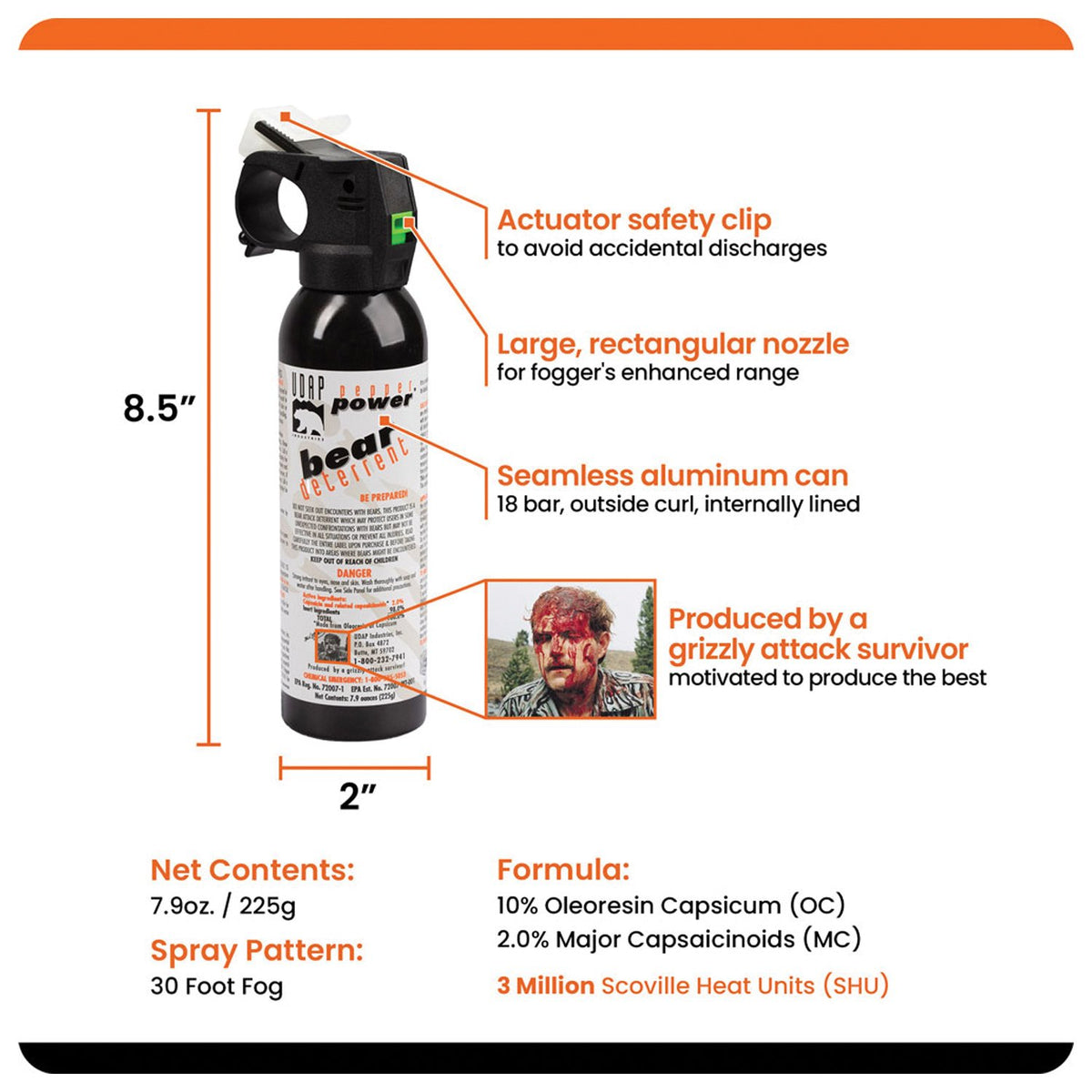 UDAP - 7.9 oz Bear Spray Without Holster