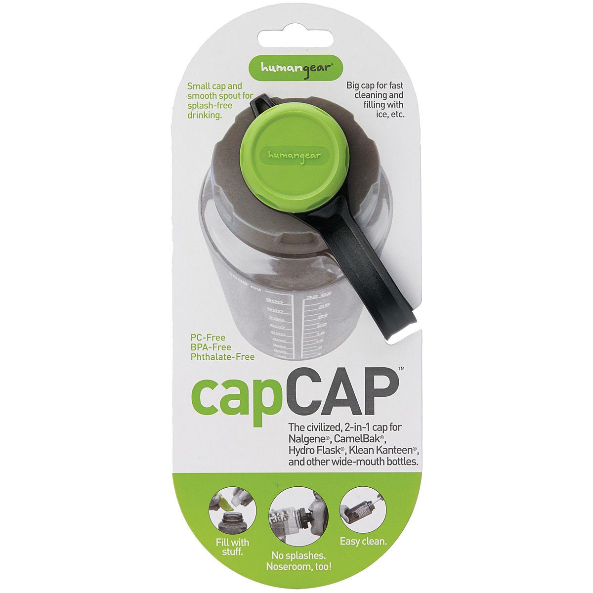 HUMANGEAR - capCAP 2.0 Water Bottle Accessory - Green/Gray