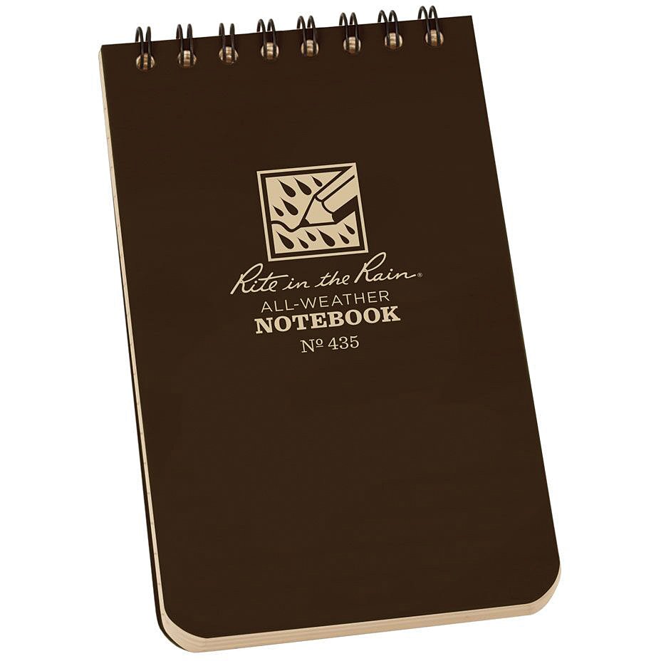 Rite in the Rain - Top Spiral Notebook 3x5 Brown