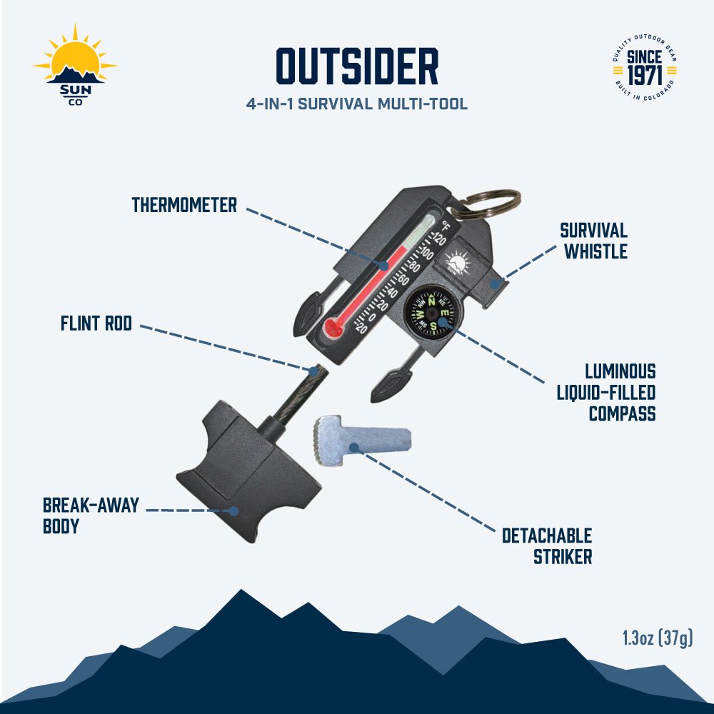 SUN - Outsider Thermometer Keychain with Survival Tools