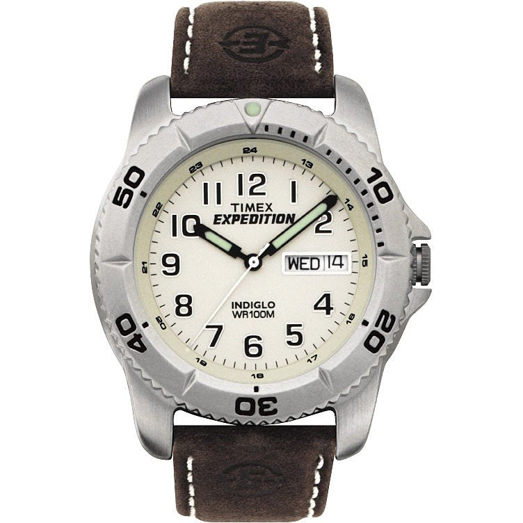 TIMEX - Expedition Analog Watch with Brown Leather Strap