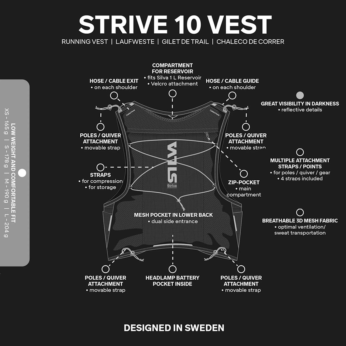SILVA - Strive 10 Running Vest XS Black