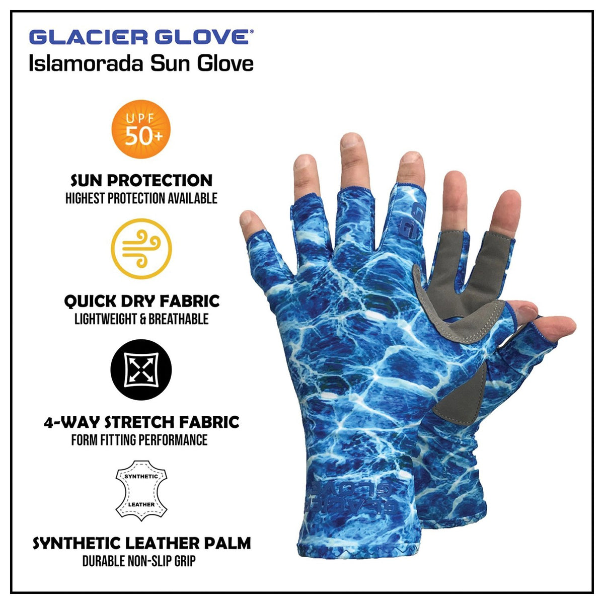 Glacier Glove - Islamorada Sun Glove Blue Camo XL — view 2