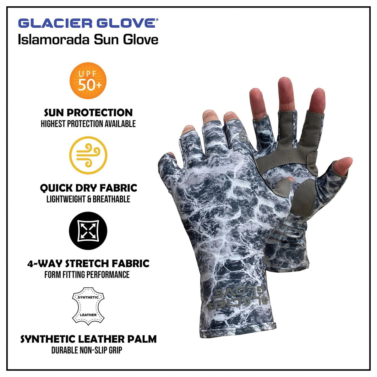 Glacier Glove - Islamorada Sun Glove Gray Camo L — view 2