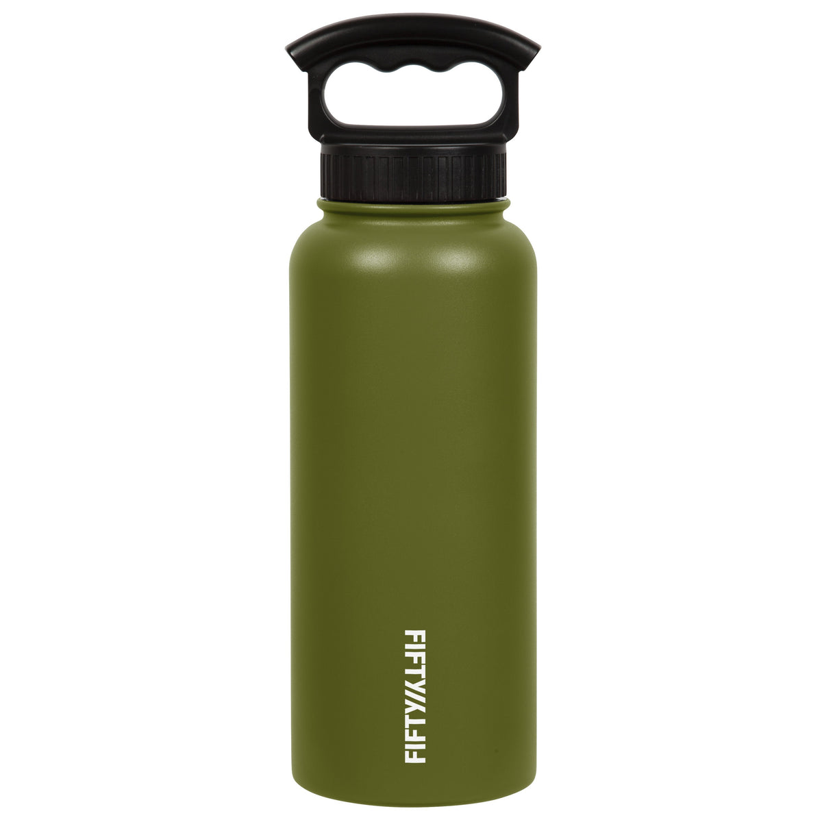 FIFTY/FIFTY - 34oz Insulated Bottle with 3-Finger Lid - Olive