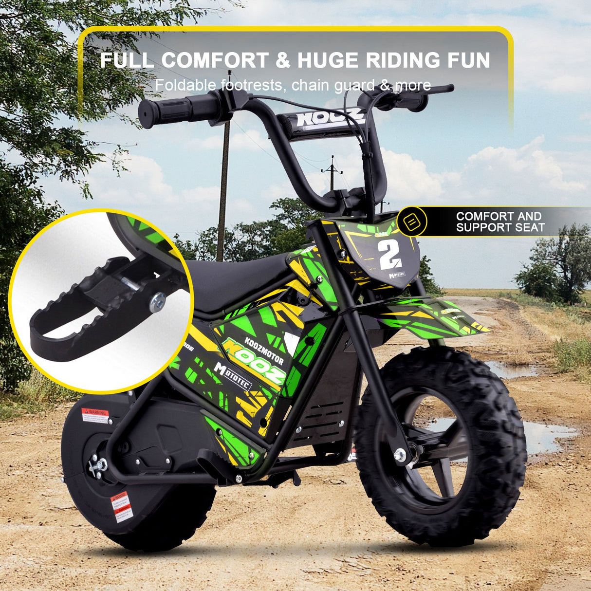 MotoTec 24v 250w (HP120E) Electric Powered Mini Bike - Green