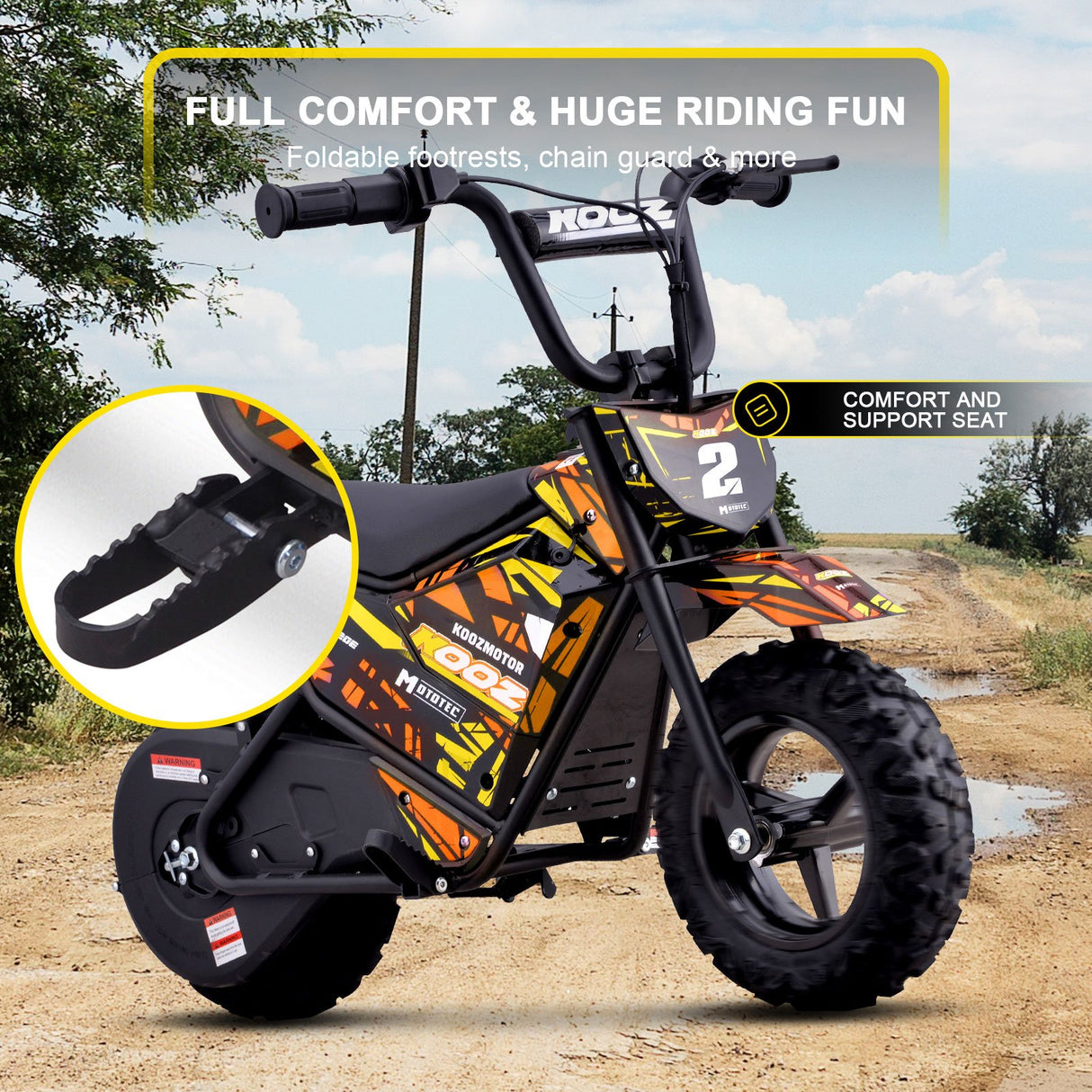 MotoTec 24v 250w (HP120E) Electric Powered Mini Bike - Orange