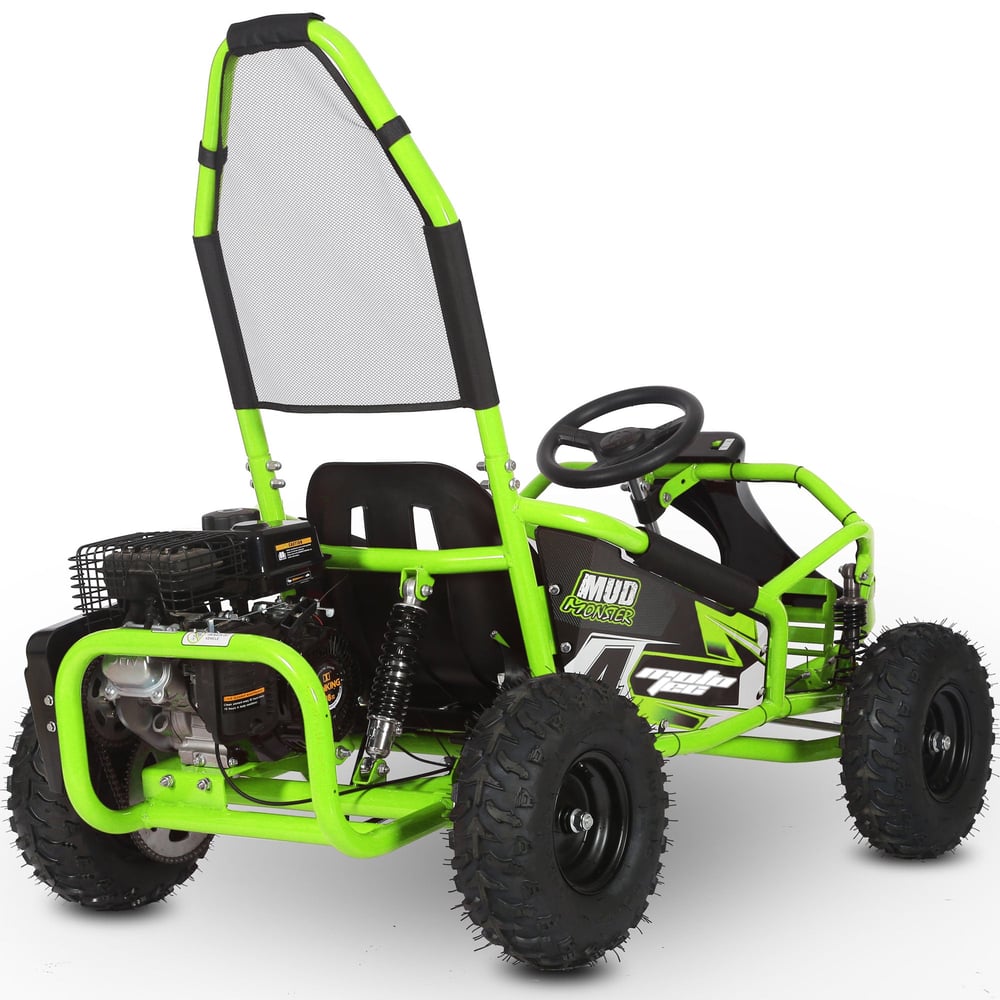 MotoTec Mud Monster Kids Gas Powered 98cc Go Kart Full Suspension, Various Colors