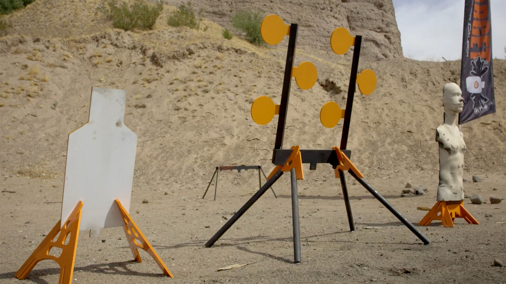 Target practice silhouette for tactical shooting training and outdoor survival skills.