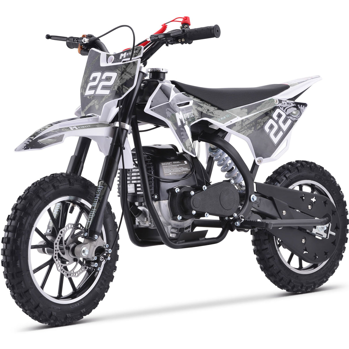 MotoTec Demon 40cc 4-Stroke Kids Gas Dirt Bike - White