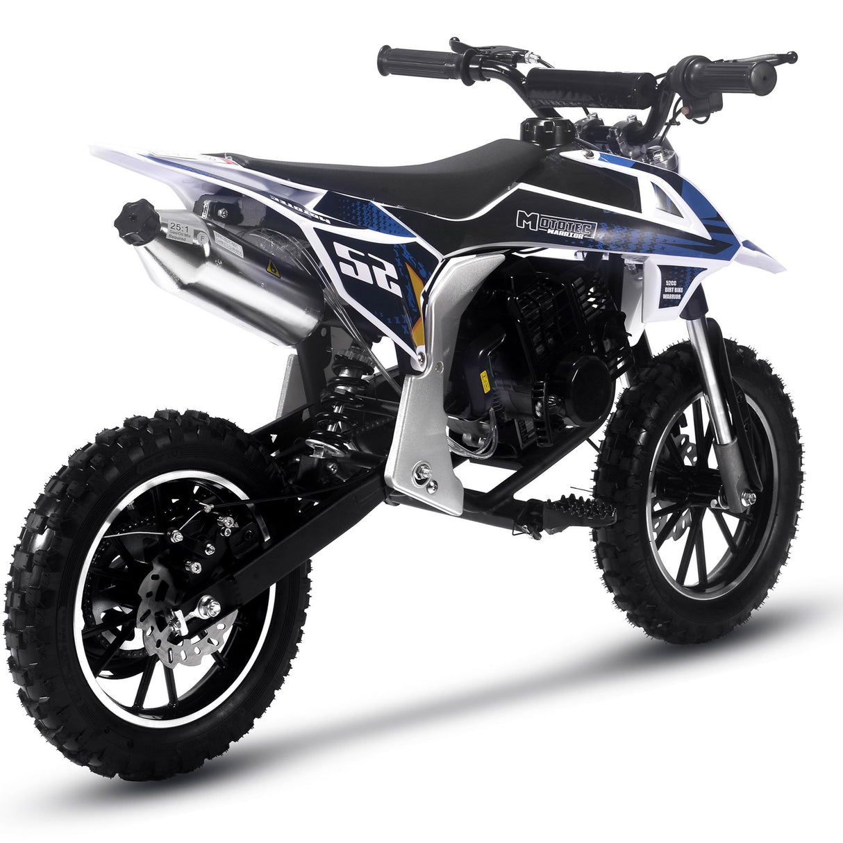 MotoTec Warrior 52cc 2-Stroke Kids Gas Dirt Bike - Black
