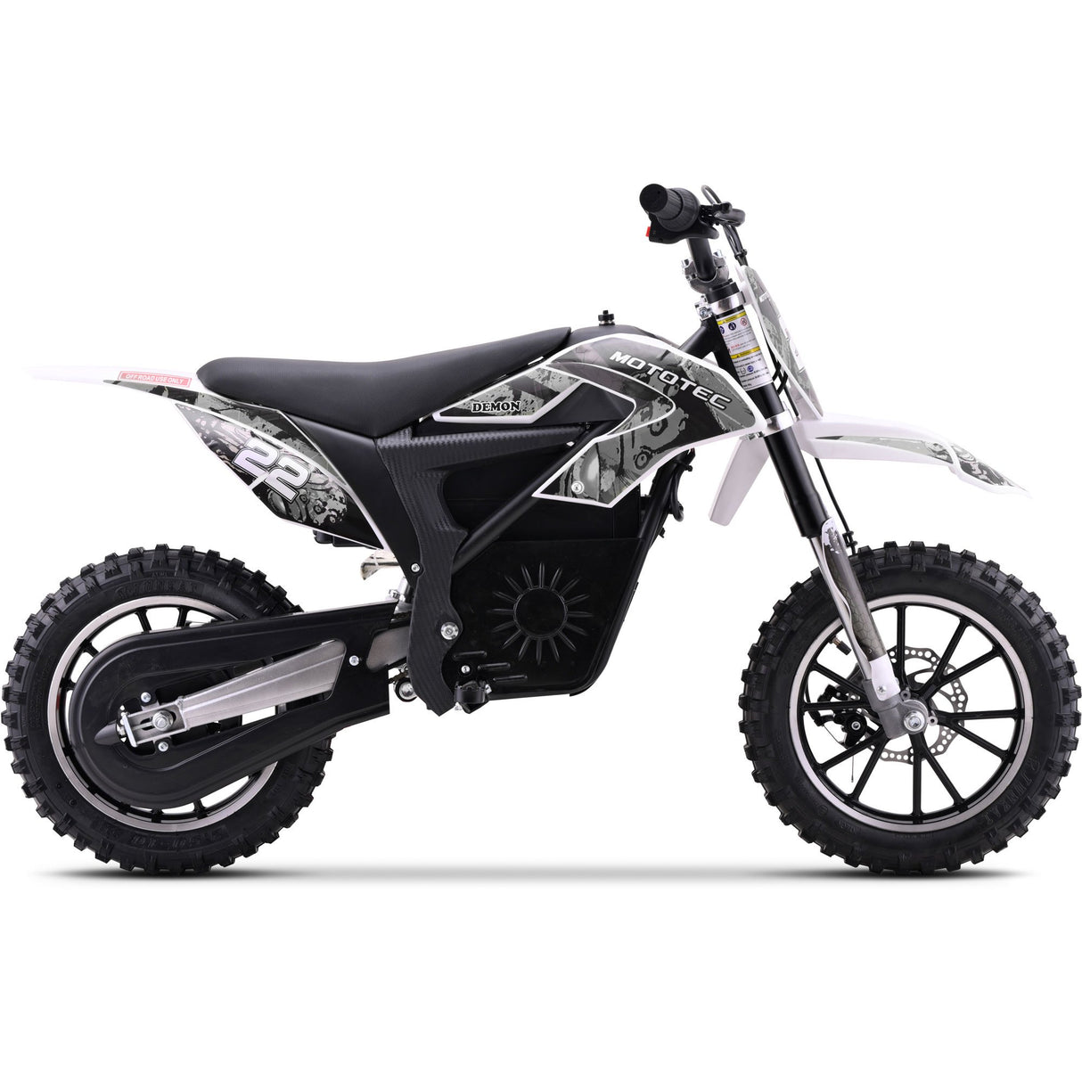 MotoTec 36v 790w Demon Electric Dirt Bike Lithium - White