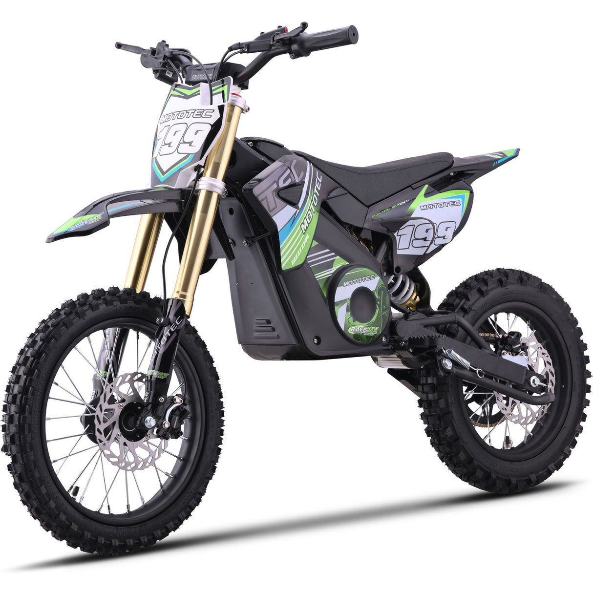 MotoTec 48v 1800w Pro Electric Dirt Bike Lithium - Green