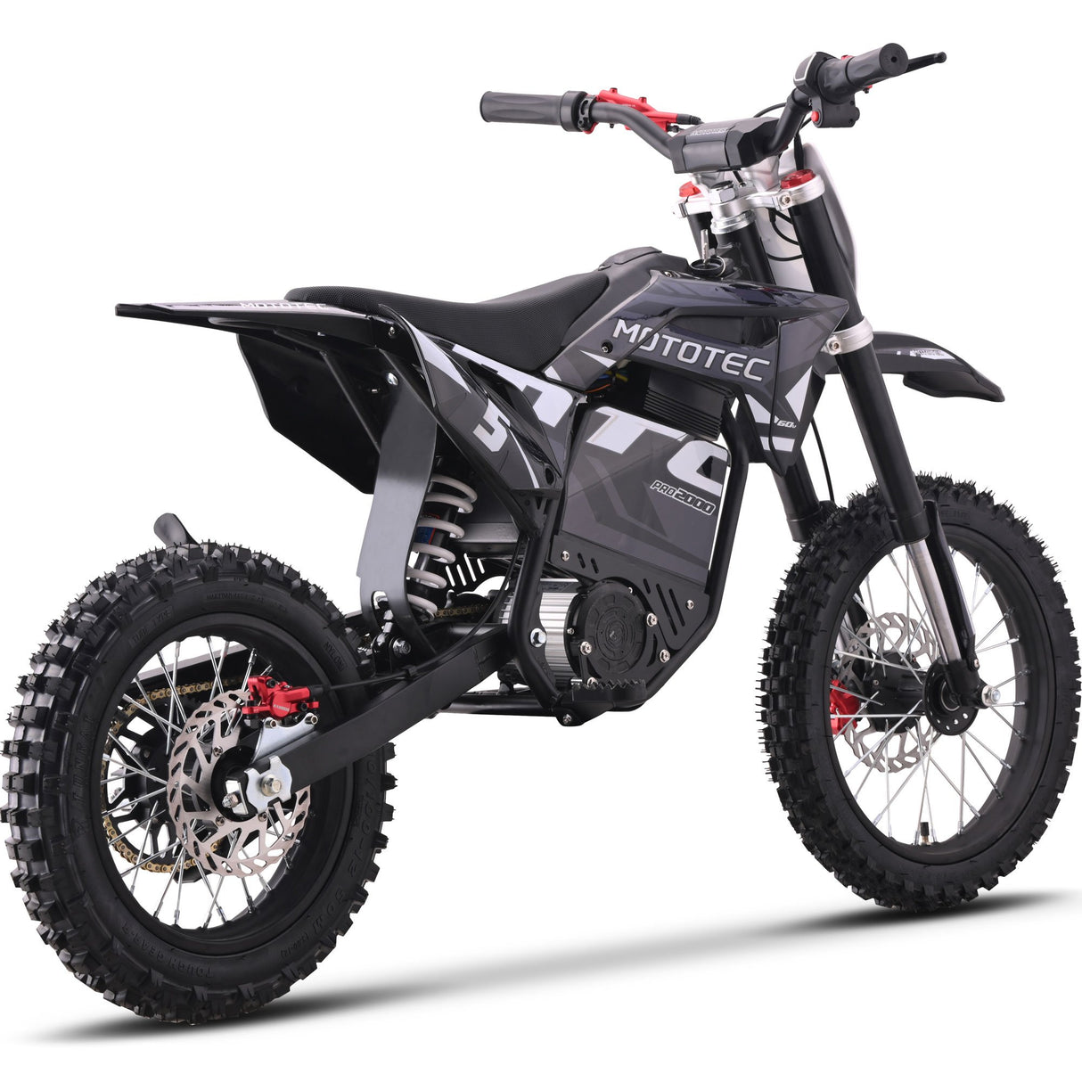 MotoTec 60v 2000w Pro Electric Dirt Bike Lithium - Grey