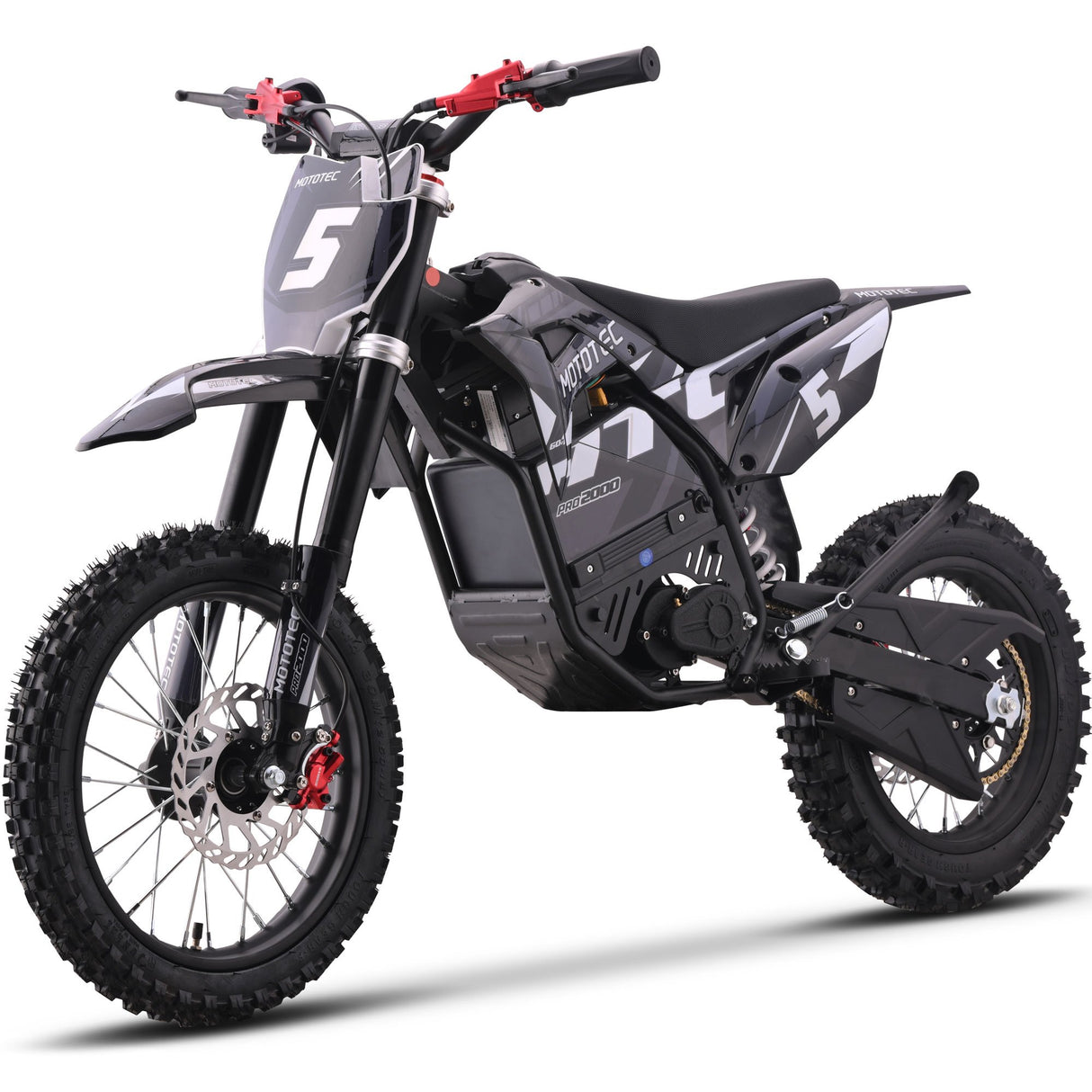 MotoTec 60v 2000w Pro Electric Dirt Bike Lithium - Grey
