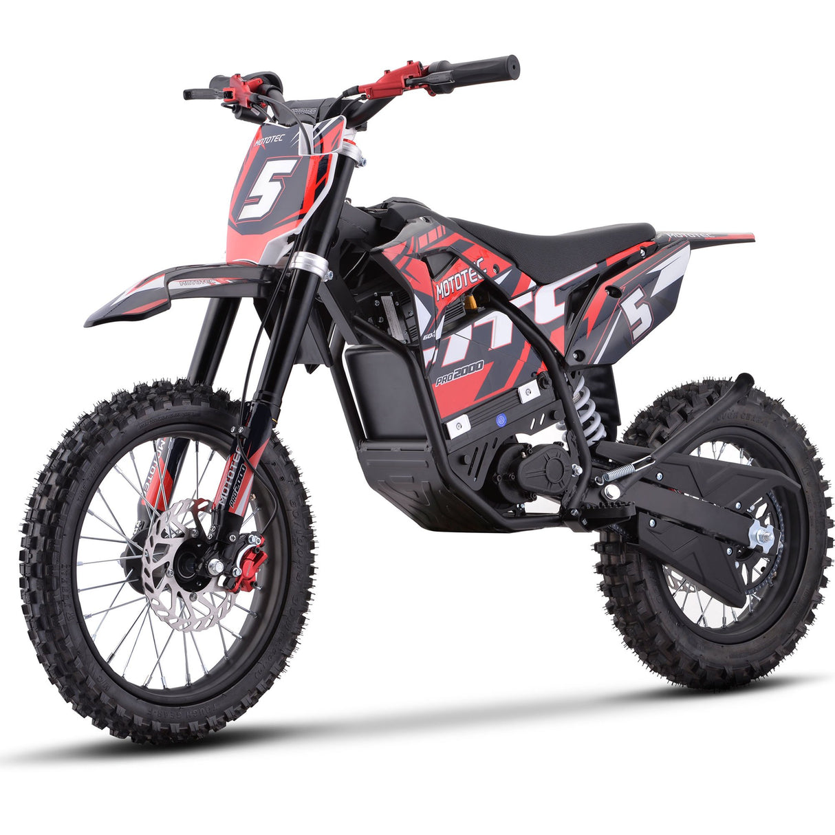 MotoTec 60v 2000w Pro Electric Dirt Bike Lithium - Red