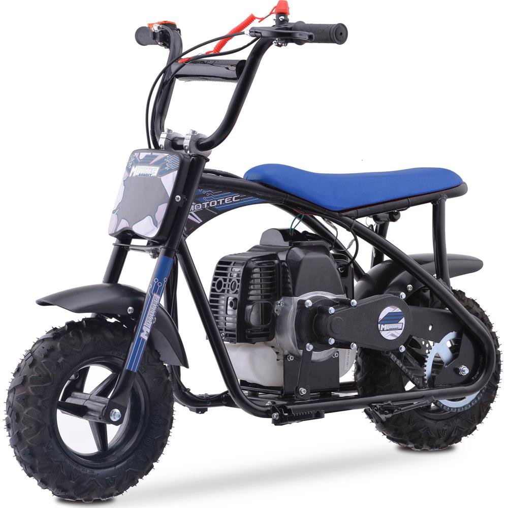 MotoTec Bandit 52cc 2-Stroke Kids Gas Mini Bike - Blue