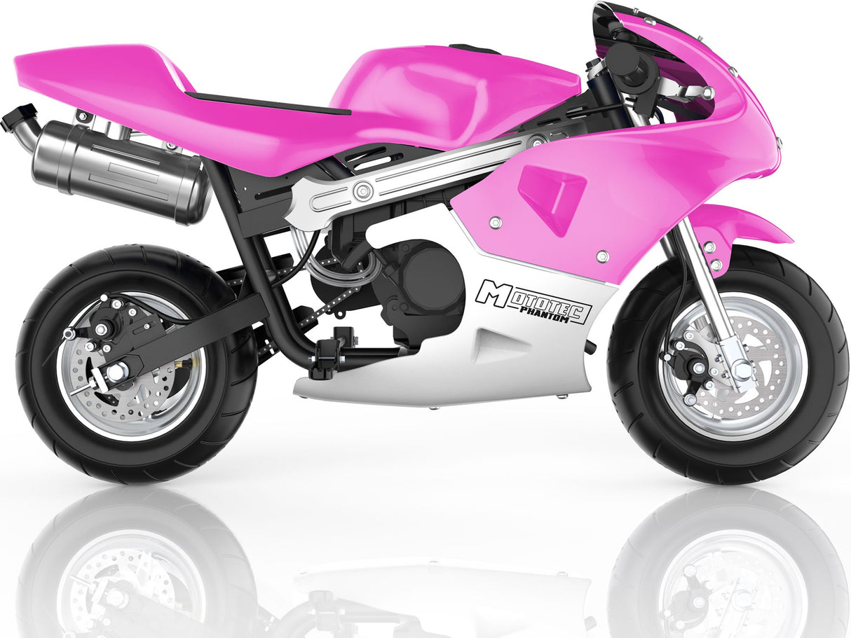 MotoTec Phantom Gas Pocket Bike 49cc 2-Stroke - Pink