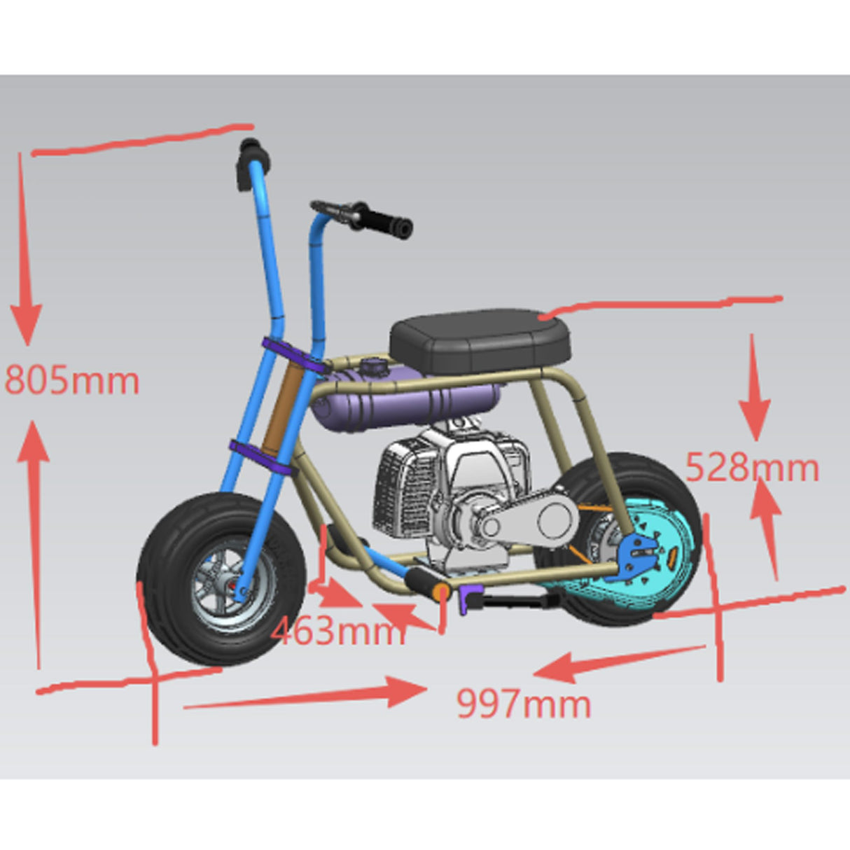 MotoTec Wild Rover 49cc 2-Stroke Kids Gas Mini Bike - Blue