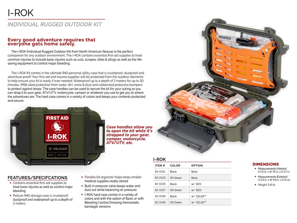 North American Rescue - I-ROK Kit, Rugged Outdoor First Aid Case
