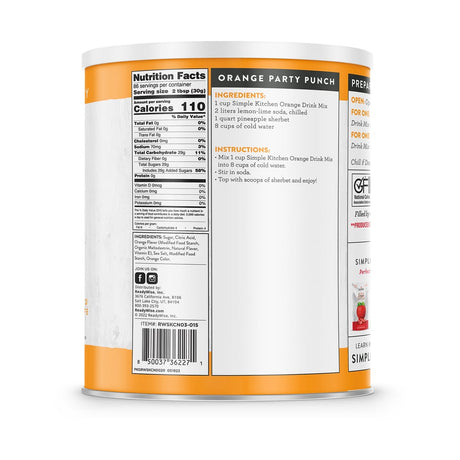 ReadyWise - Simple Kitchen Orange Drink Mix - 86 Serving #10 Can