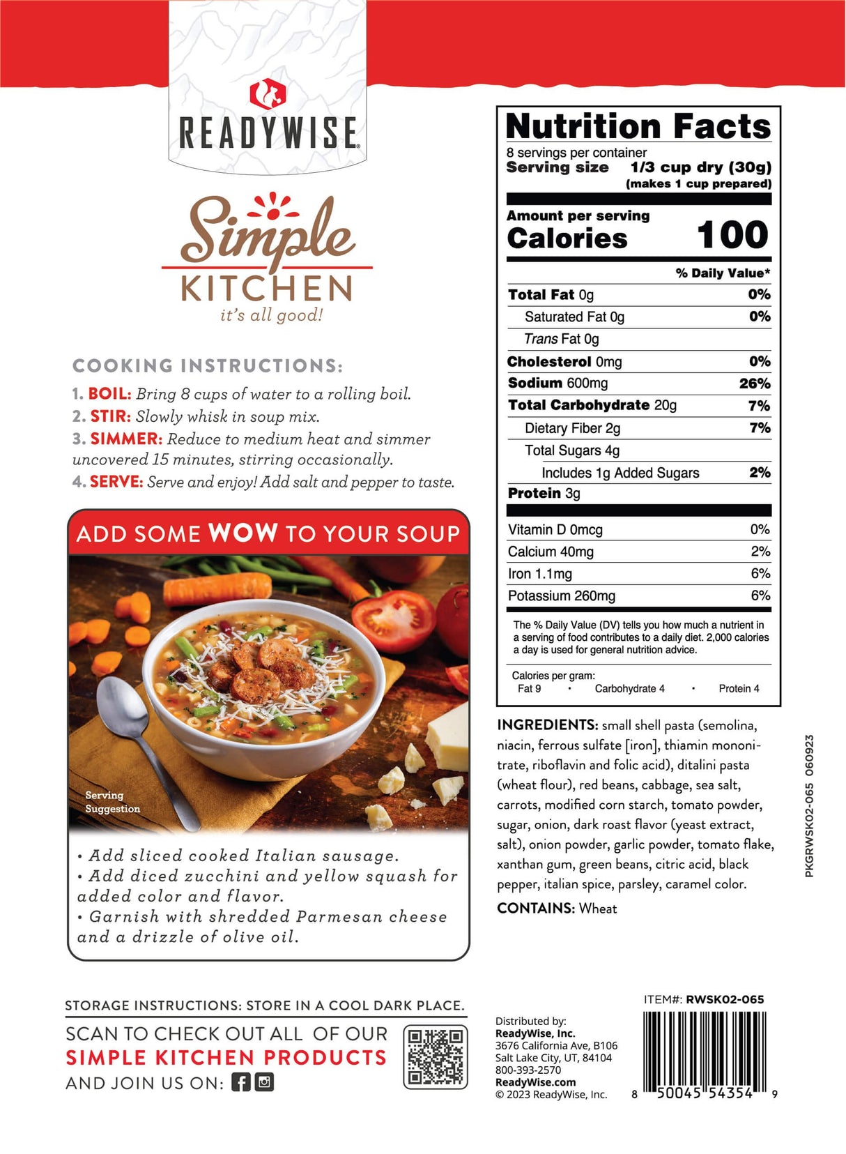 ReadyWise - 6 CT Case Minestrone Soup