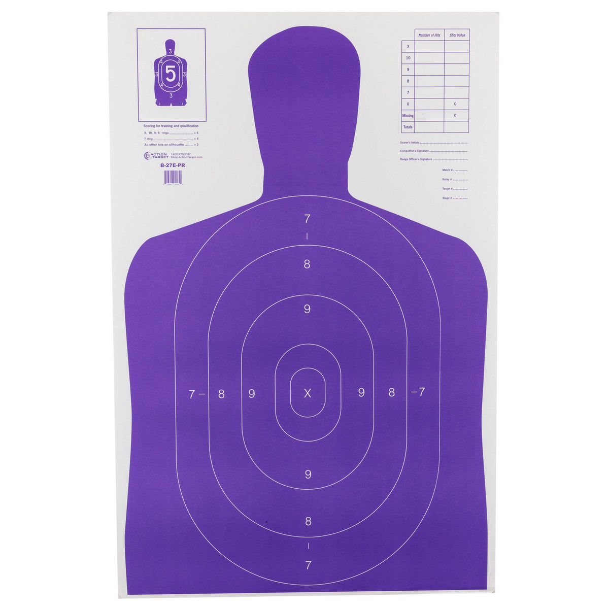 Action Target - High Visibility B-27E Target, Fluorescent Purple