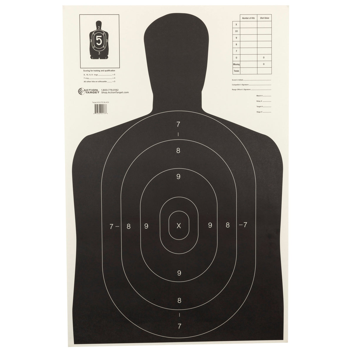 Action Target - B-27E Economy Black Silhouette Target 100-Pack