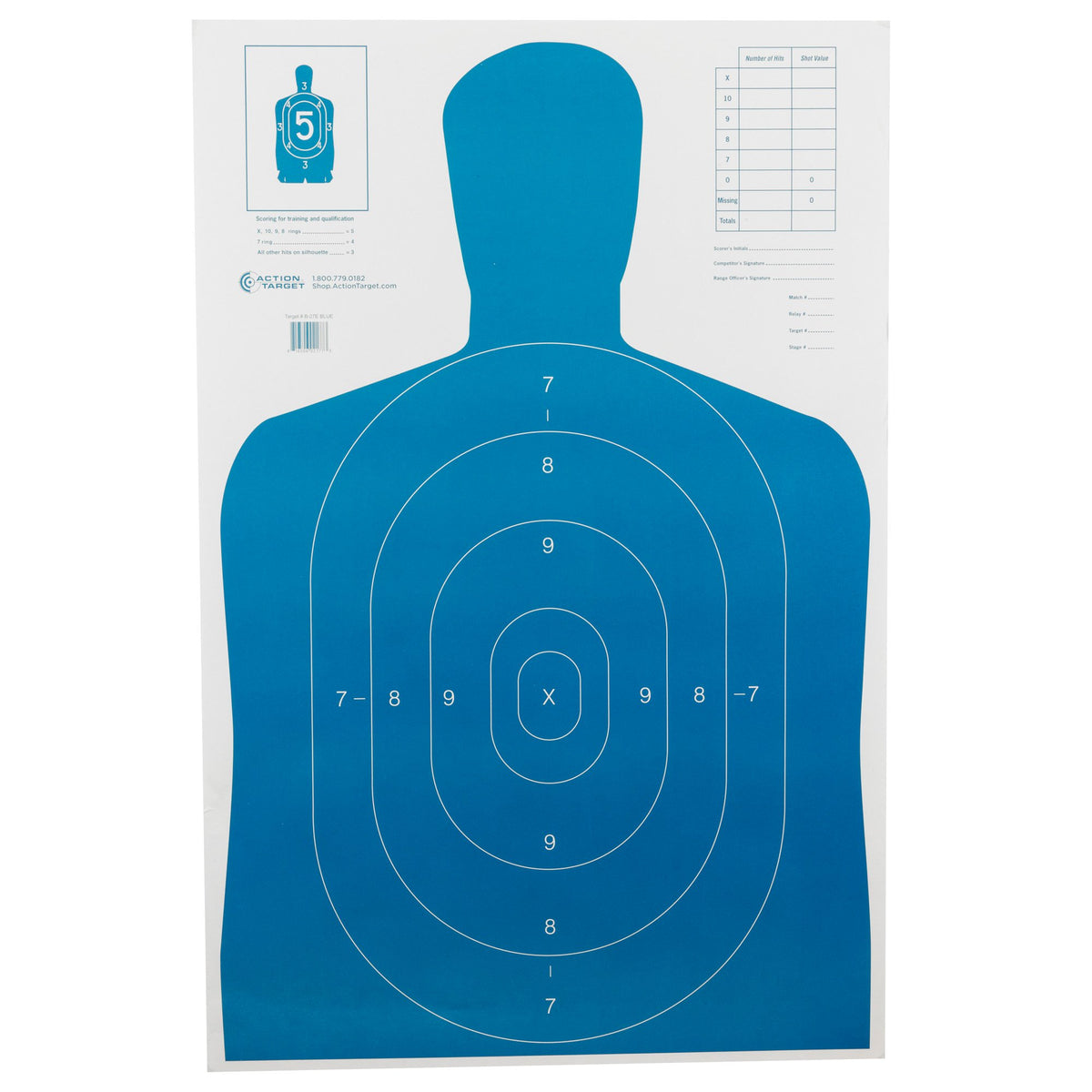 Action Target - B-27E Economy Blue Silhouette Targets (100 Pack)