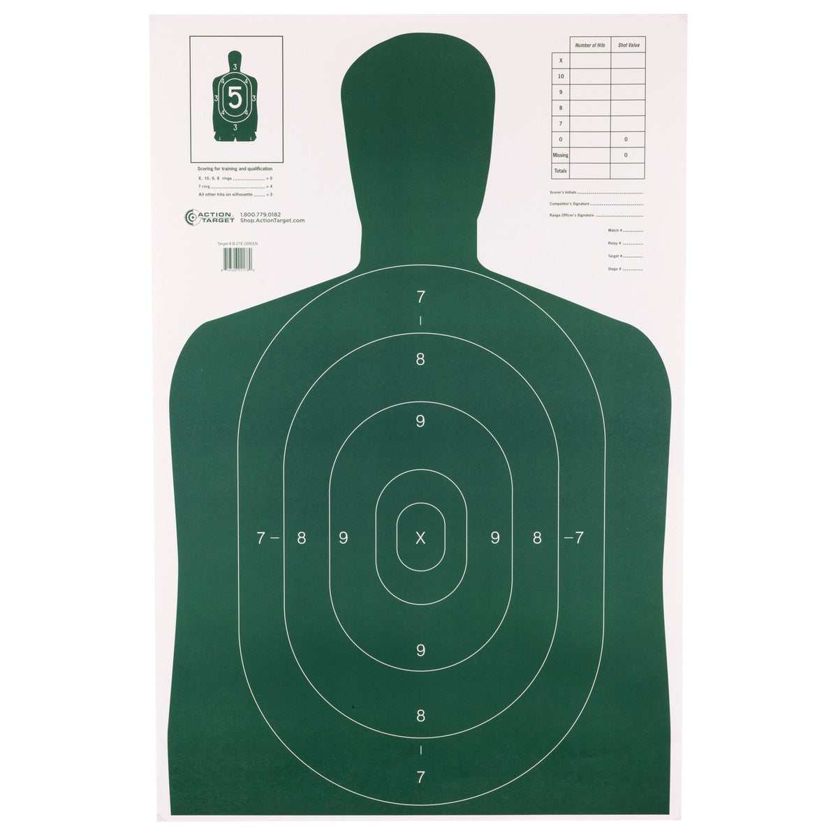 Action Target - B-27E Economy Target, Green Silhouette, 100 Pack