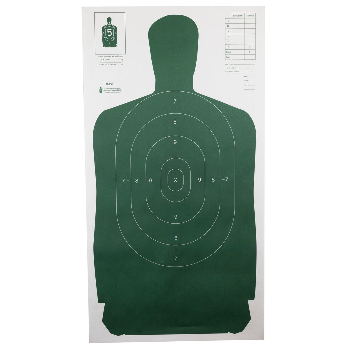 Action Target - B-27S Green Silhouette Targets, 100 Pack